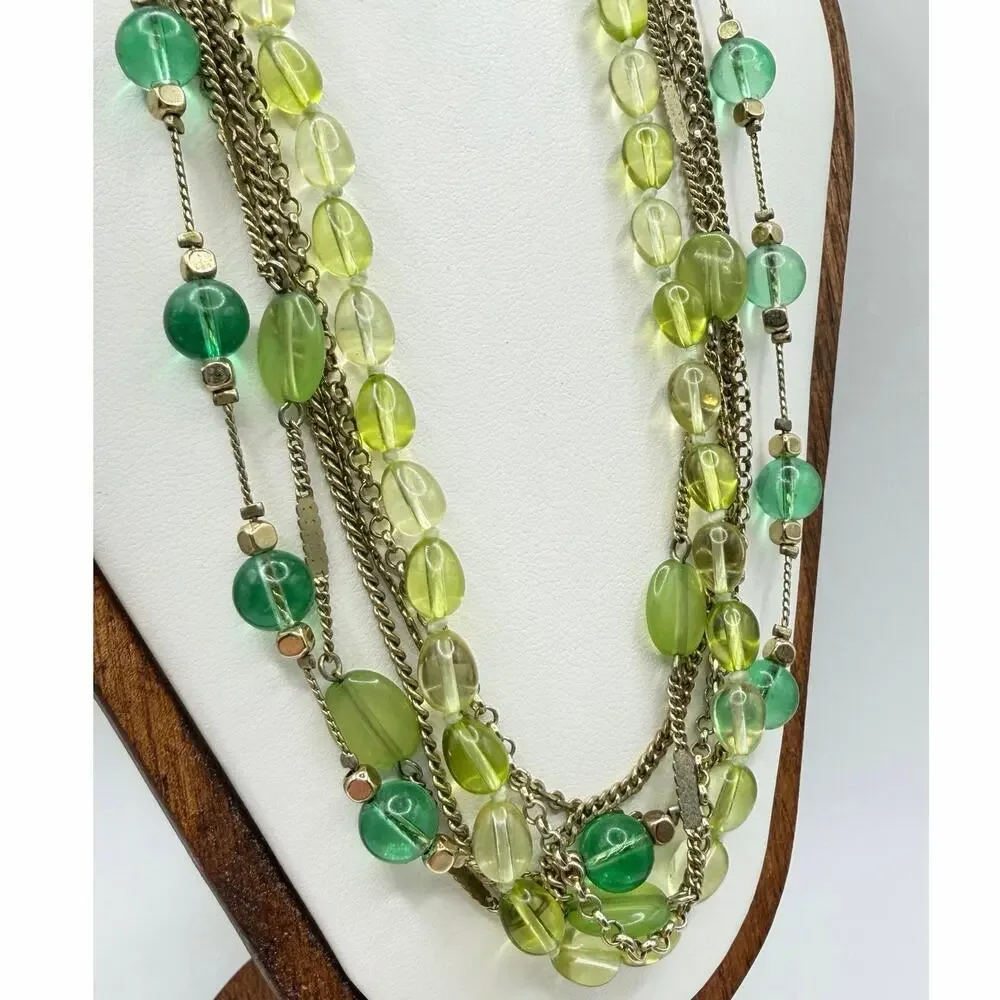 💚 Vintage Monet Multi Strand Necklace + Coordinating Earrings | Retro Set